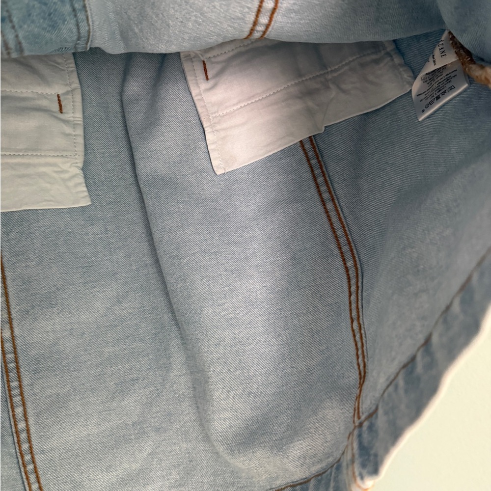 Sezane Light Blue Denim Button-Front Mini Skirt - Picture 9 of 10